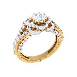 Anillo de Joyería de Moda de Oro con Diamantes y Flores Delicadas para Mujer, Regalo de Aniversario - Product Image 1