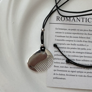 S925 Sterling Silver Korean Style Long Small Comb <b>Statement</b> <b>Necklace</b> Fashionable Simple Retro Sweater Chain Gift Party - Product Image 2