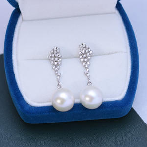 Freshwater 11-12mm S925 <b>Silver</b> Lotus Leaf <b>Earrings</b> for Women Strong Light Fine Flaws Minimally Designed Elegant Freshwater <b>Pearl</b> - Product Image 2