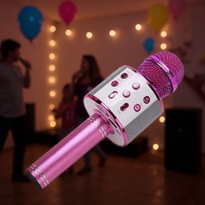 S&N <b>Wireless</b> Karaoke Microphone Pink Bluetooth Portable Singing <b>Mic</b> For Kids Adults Party Use - Product Image 3