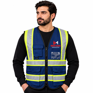 Chaleco de Seguridad Reflectante de Alta Visibilidad Iron Mark, Ropa de Trabajo Unisex con Bolsillos, Impresión de Logotipo, Tela de Algodón Transpirable, Certificado CE - Product Image 2