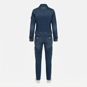 Women Blue Denim Jacket And <b>Cargo</b> Pants Set Utility Two Piece Matching Denim Outfit Casual Workwear Streetwear Fashion - Product Image 4