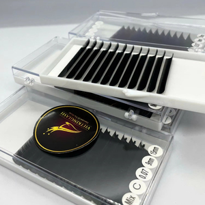 Extensiones de Pestañas de Cachemira Negro Mate Preformadas, Pestañas de Volumen Sueltas, Longitud Mixta, Caja de Papel con Logotipo Personalizado, Venta al por Mayor, PBT Coreano - Product Image 5