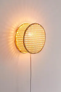 Competitive Price Rattan Round <b>Sconce</b> <b>Wall</b> <b>Lights</b> Classic Woven Rattan <b>Wall</b> Hanging Lamp For Bedroom Living Room Hotel Decor - Product Image 2
