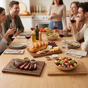 Juego de tablas de cortar de madera de acacia al por mayor con soporte de madera para verduras, queso y carne - Product Image 4