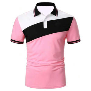 เสื้อโปโลบล็อกสีสำหรับผู้ชาย แขนสั้นสีชมพู ดำ ขาว เสื้อกอล์ฟลำลอง ขายส่งจากผู้ผลิต รับผลิตเสื้อผ้าแบรนด์ส่วนตัว - Product Image 3