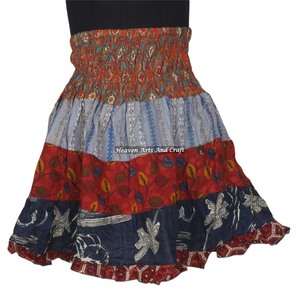 New 2026 Mini <b>Skirt</b>-Bollywood Fashion Cotton Mini <b>Skirt</b>-Indian Costume Clothing-wholesale Vintage Indian Boho Hippie Mini Length - Product Image 4