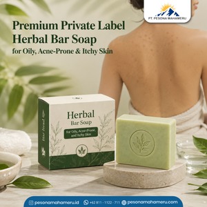 สบู่สมุนไพรแบบก้อน แบรนด์ส่วนตัว สำหรับผิวมัน เป็นสิวง่าย คัน แพ้ง่าย บรรจุภัณฑ์ตามสั่ง - Product Image 1