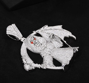 Iced Out Reaper Pendant Cubic Zirconia Brass <b>Charm</b> <b>Silver</b> Plated Ghost Pendant Micro Insert Hip Hop Jewelry - Product Image 2