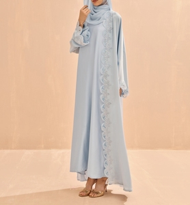 Nouvelle Collection 2026 : Abaya Modeste pour Femme Musulmane, Robe de Mariage Longue Unie à Col en V et Manches Longues en Polyester - Product Image 5