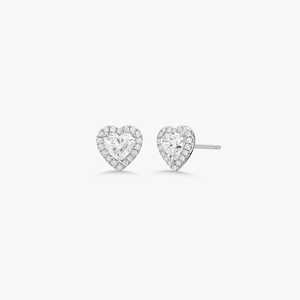 Boucles d'oreilles clous en diamant de laboratoire en forme de cœur, personnalisées, en or massif 14 carats, serties halo, solitaires, pour mariée, usage quotidien, paires de clous d'oreilles, vente en gros - Product Image 5