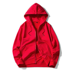 เสื้อฮู้ดซิปผู้ชาย ทรงปกติ สีพื้น ผ้าฝ้ายเฟรนช์เทอร์รี่ สวมใส่สบายๆ สำหรับฤดูใบไม้ร่วง มีกระเป๋าหน้า - Product Image 2