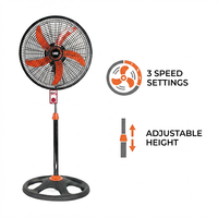 Ventilateur sur pied oscillant 3-en-1 de 18 pouces à haute vitesse avec hauteur réglable pour le refroidissement de la maison et du bureau