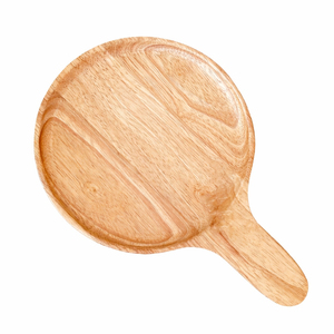 Tabla Redonda de Madera de Caucho Natural Ecológica para Pizza, Paleta Rústica de Madera para Servir, Utensilio de Cocina para Catering, Pan, Queso, Frutas - Product Image 1