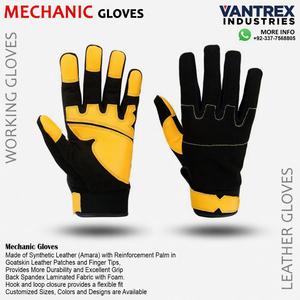 Guantes Mecánicos de Poliéster Vantrex Industries, Negros y Amarillos, 12 oz, 10 Pulgadas, Puño Reforzado, Resistentes a la Abrasión, Antideslizantes - Product Image 6