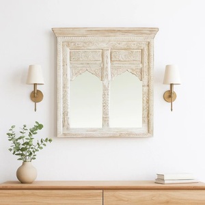 Modern Statement <b>Mirror</b> for Sofa Wall Elegant Multi <b>Panel</b> Reflection Design with Intricate Architectural Detail - Product Image 6