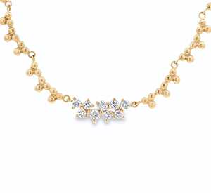 Collares de cadena de bolas con cuentas de diamante, redondos, de lujo, cultivados en laboratorio, únicos para bodas, de 15 pulgadas, para superposición, de oro macizo de 14k y 18k, del fabricante - Product Image 1