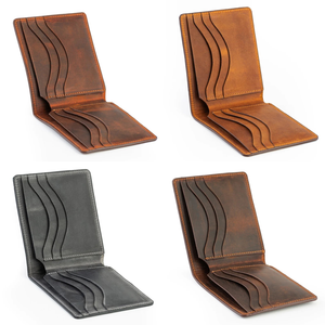 Custom Genuine Leather Fold Closure Short Length Lightweight High Quality Men's <b>Card</b> <b>Holder</b> <b>Wallet</b> Pocket Mini Slim - Product Image 3