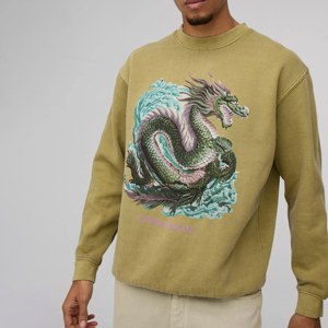 Custom French Terry Cotton <b>Sweatshirt</b> Vintage Crewneck <b>Plain</b> Oversize Men's <b>Sweatshirt</b> Solid Color With Custom Logo Front - Product Image 6