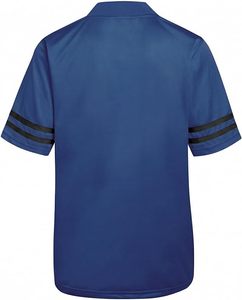 Maillot de sport bleu en polyester à manches courtes et col en V, léger, pour l'athlétisme, en polyester lavable - Product Image 2
