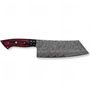 Cuchillo de Cocina Pesado de Acero de Damasco Hecho a Mano con Mango de Madera Roja, Herramienta Multiusos - Product Image 1