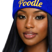 Joli bonnet bleu Poodle pour femme, bonnet tricoté brodé, chaud pour l'hiver, décontracté et élégant