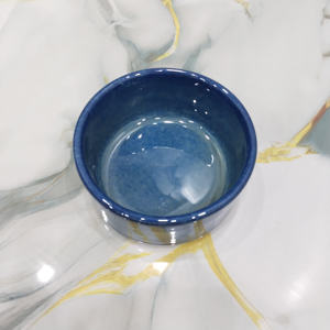 ชามเซรามิกเคลือบสีน้ำเงินสวยงาม ด้านในเรียบเนียน ตกแต่งอย่างมีศิลปะ ชามเซรามิกทรงตรง เหมาะสำหรับใช้ในครัว - Product Image 2