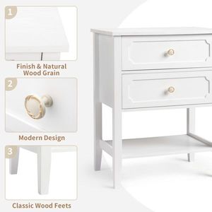 2 Drawer Wood Nightstand End Side Table for Bedroom & Living Room - Product Image 4