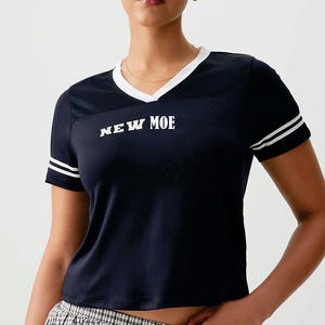 Jersey Corto de Fútbol Americano para Mujer, Cuello en V, Poliéster, Impresión Personalizada, Top Deportivo para Entrenamiento, Fabricación al por Mayor OEM - Product Image 4