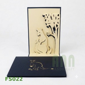 การ์ดอวยพรแบบป๊อปอัพ 3 มิติ รุ่น FS022 ของ ANN HANDICRAFT พร้อมข้อความ 'ขอบคุณ'  งานเคลือบเงาแบบด้าน ดีไซน์ลายจิงโจ้ แสดงถึงมิตรภาพเวียดนาม - Product Image 5