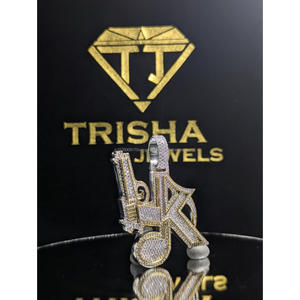 Custom <b>Initial</b> <b>Pendant</b> 925 Sterling <b>Silver</b> with Moissanite Diamond Premium Hip Hop Bling by Trisha Jewels - Product Image 1