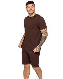Men's Breathable Cotton Crew Neck T-Shirt and Shorts <b>Set</b> Casual Summer Wear Solid Color <b>Knitted</b> Fabric Street Style 2 Piece <b>set</b> - Product Image 3