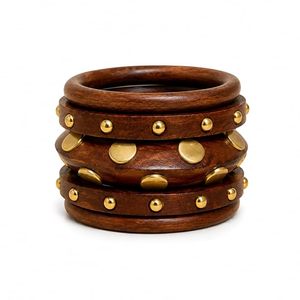 Pulseras de Madera con Baño de Oro, Diseño Clásico, Hechas a Mano, Elegantes, Unisex, Conjuntos de Joyería Únicos para Fiestas, para Mujer - Product Image 4