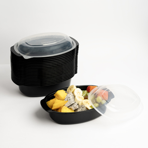 Oval PP Food <b>Container</b> with Dome Lid for Salad and Meal Storage, Food Grade Plastic, Black, Microwave Safe Manufacturer Supplier - Product Image 4