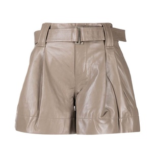 Shorts décontractés en cuir pour femme, taille mi-haute, jambe large, imperméables, écologiques, avec fermeture boutonnée, pour adolescente - Product Image 1