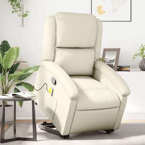Fauteuil inclinable de massage en similicuir crème - Product Image 1