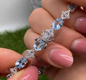 Topacio Azul Cielo Natural, Gema de Lujo Vintage, Certificado IGI, Plata de Ley 925, Joyería Fina Hecha a Mano, Regalo para Mujer, Venta al Por Mayor - Product Image 3