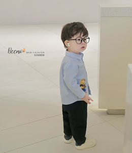 Ensemble de vêtements pour enfants BEEMO Fashion Design, chemise élégante + pantalon, tenue scolaire, imprimé uni, imprimé ours mignon, ensembles de vêtements pour garçons en bas âge - Product Image 3