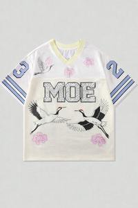 T-shirts courts personnalisés Y2K tendance pour hommes, avec numéros et graphiques en strass, col en V, style maillot de football américain - Product Image 4