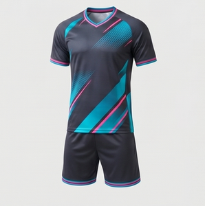 Conjunto de Camiseta de Fútbol para Hombre, Cuello en V, Manga Corta, Estampado Geométrico, Poliéster que Absorbe la Humedad, Ajuste Atlético, para Todas las Temporadas - Product Image 3
