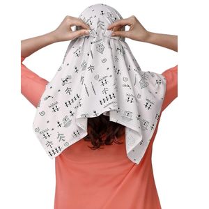 Bufanda de algodón con máscara, tamaño universal, útil para el conductor del vehículo, protección UV contra la luz solar, diseño estampado en blanco - Product Image 4
