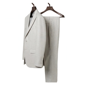 Traje de Negocios para Hombre Amkaor, Estilo Británico, Color Gris Claro, Cuello de Solapa, Transpirable, 120g, Antiarrugas, 100% Poliéster - Product Image 3