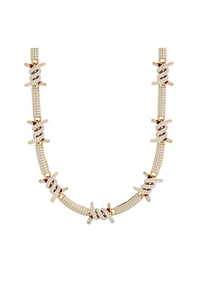 Collier statement plaqué or rose avec micro-incrustations de zircon cubique pour femme, bijoux de mode pour soirée - Product Image 2