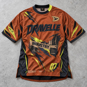 Camiseta de Esports Sienna Brown Amarillo Neón con Mangas de Malla Desgastada para Hombre, Camiseta de Gaming con Diseño Desgastado - Product Image 1