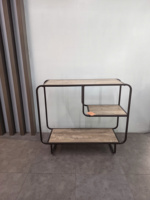 Table console moderne en métal OEM/ODM avec étagères en bois, fabricant de meubles pour la maison