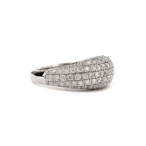 Round Brilliant Cut Pave Set Iced Out Moissanite Diamond Dome Signet Ring Multi <b>Row</b> Style Hip Hop Ring Sterling Silver Jewelry - Product Image 5