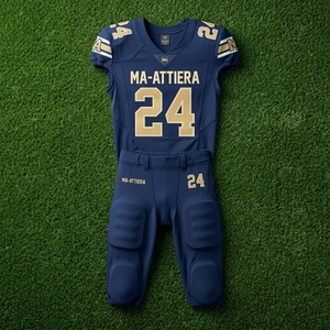 Ensemble de maillot et pantalon de football américain personnalisé bleu marine et or, vêtements de sport d'équipe, fabricant en gros - Product Image 5