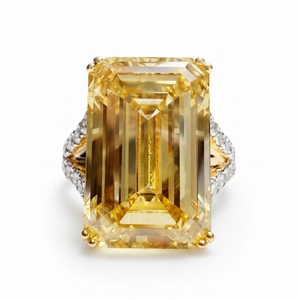 Emerald Cut Yellow <b>Diamond</b> <b>Ring</b>, 18K Gold Statement Jewelry, Luxury Bespoke Engagement <b>Ring</b> - Product Image 1