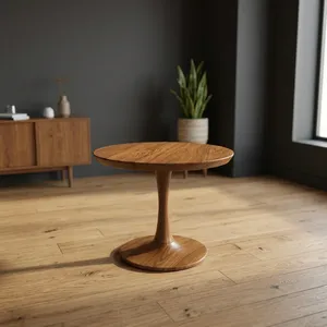 Modern Wooden End <b>Table</b> Round Top Pedestal Base Minimalist Accent <b>Table</b> for Living Room Bedroom <b>Sofa</b> <b>Side</b> <b>Table</b> Home Decor - Product Image 6