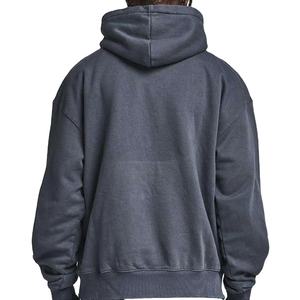 Sweat à capuche pour homme imprimé bouffant avec logo personnalisé gris de style vintage Sweat à capuche double couche sans ficelle en polaire 400gsm Sweat à capuche unisexe 2026 - Product Image 3